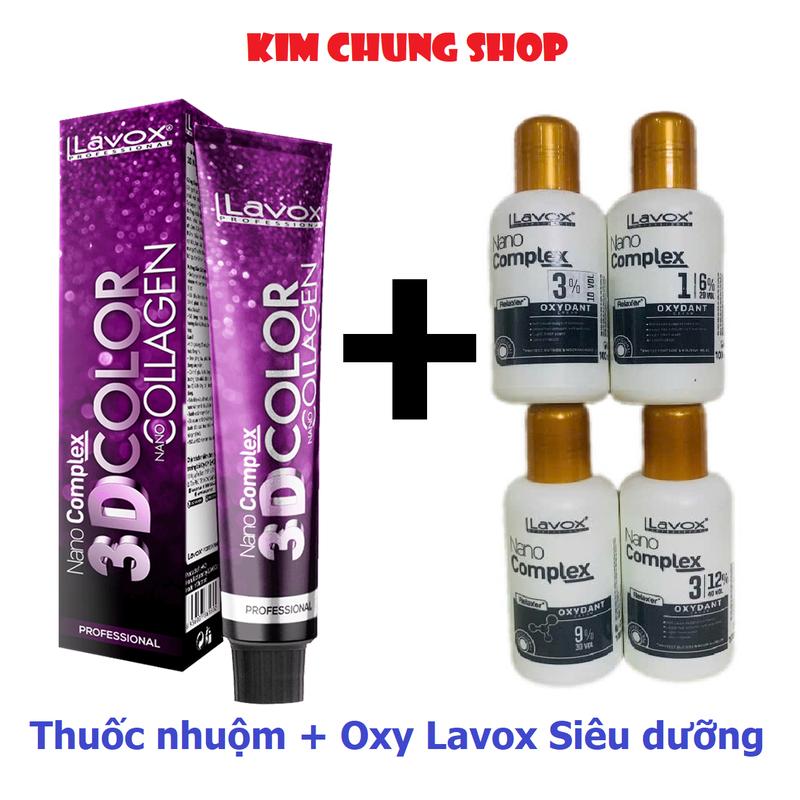  Thuốc nhuộm tóc Lavox 3D Nano Collagen Oxy trợ nhuộm  Khách chọn màu nhuộm  Kem nhuộm tóc + Oxy trợ nhuộm 