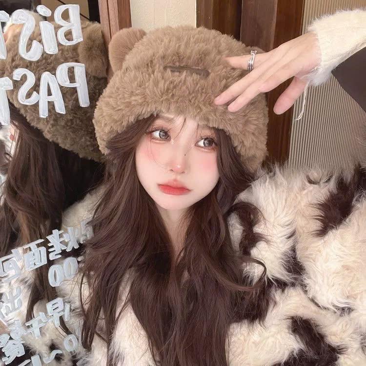 Mũ len nữ nón len trùm đầu lông thỏ mẫu mới phong cách thời trang mùa đông Hàn Quốc