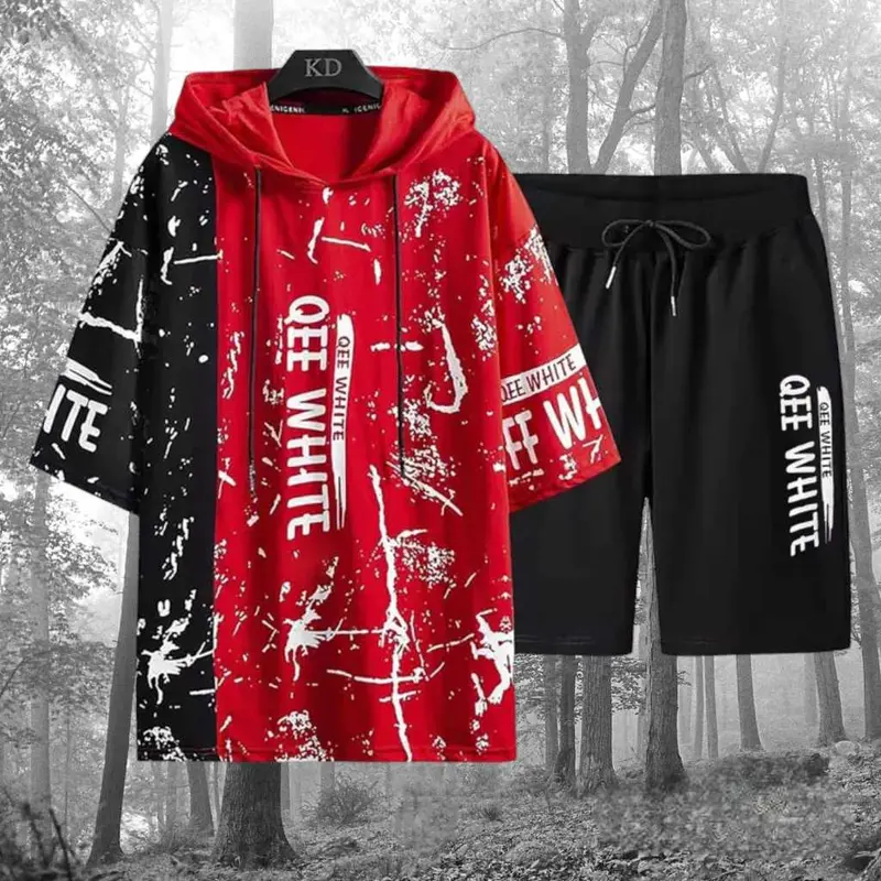 satu set style outfit Cowok EEQ Atasan Sweater/Kaos dan Celana pendek Kekinian -  Unisex Wanita 8