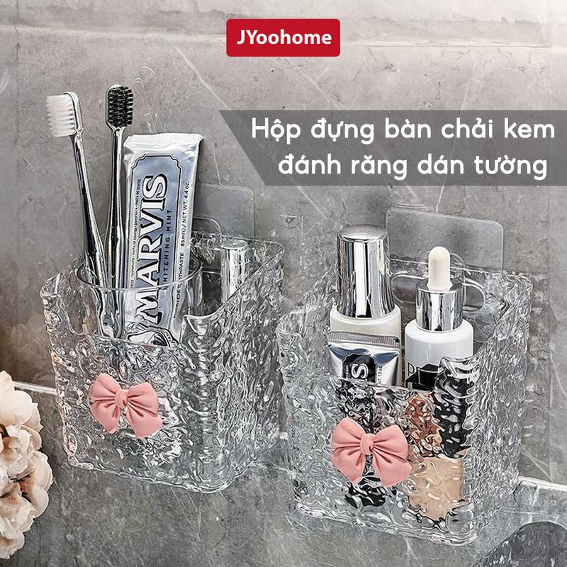 COMBO 3 Khay Đựng Đồ Dán Tường JYoohome Kệ Đựng Bông Tẩy Trang, Đồ Trang Điểm Mỹ Phẩm Nhà Tắm Trong Suốt - Hoa Văn Pha Lê