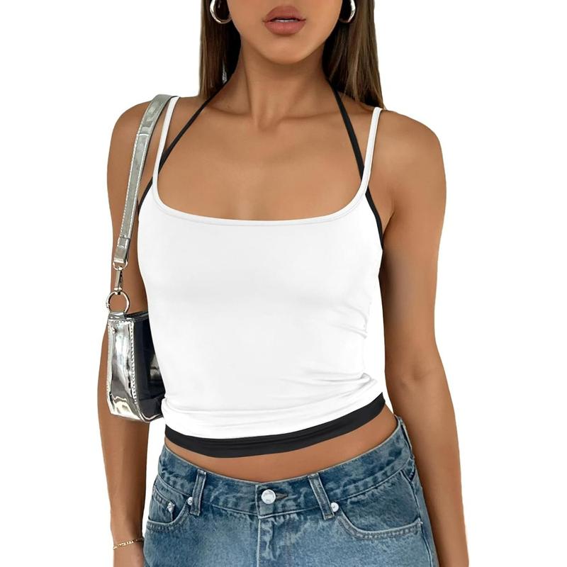 TikTok Shop Women s Camisole Y2K Tops Adjustable Spaghetti Strap Tank Tops Cute Going Out Crop Tops Summer Blouses