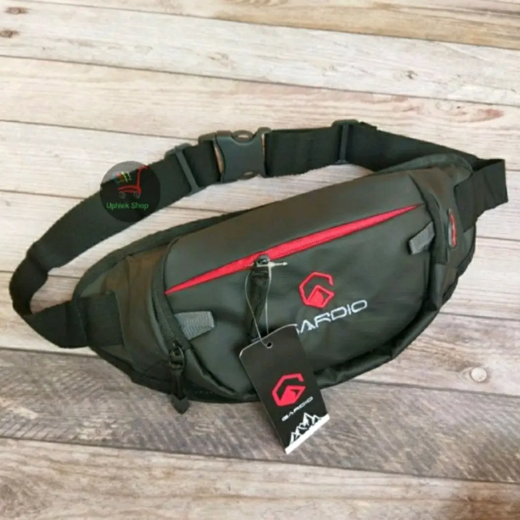 Tas gardio outdoor , tas selempang anti air pria dan wanita Hitam Pinggang Waistbag