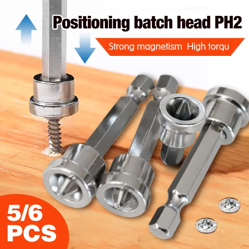 【Accurate Positioning】5/6/10 Pcs Screwdriver Bits Set Magnetic Positioning Screwdriver Bits Head Woodworking Screw Hex Shank Positioning Bit Batch Head