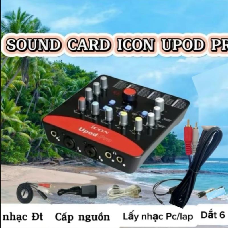 Card Âm thanh ICON UPOD PRO, dùng nguồn 48v, phát nhạc từ điện thoại hoặc máy tính, phần mềm , đi kèm 1 dắt 6 ly , day lấy nhạc điện thoại, và day máy tính