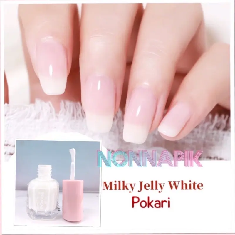 Kutek putih jelly Etud3 -Cat kuku hala putih susu Bebas Alkohol Tanpa Pengharum Tahan Lama Tahan air High Gloss Nail
