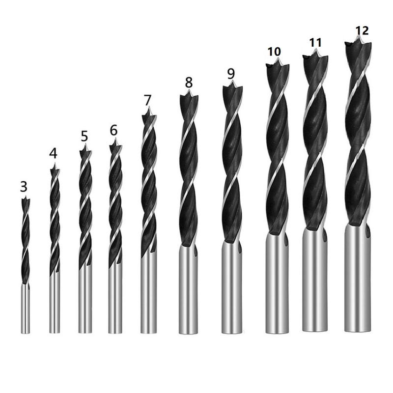 Mũi Khoan Điện Xoắn Ốc Bằng Gỗ, 10 Cái, 3-12Mm, Để Chế Biến Gỗ, Thép Cacbon Cao
