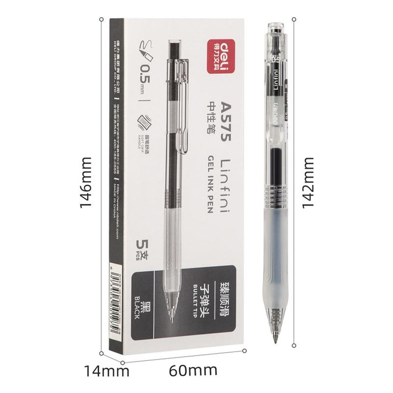 Bút Bi Mực Gel Deli A575 Mực Đen Ngòi 0.5 Dùng Cho Sinh Viên, Văn Phòng