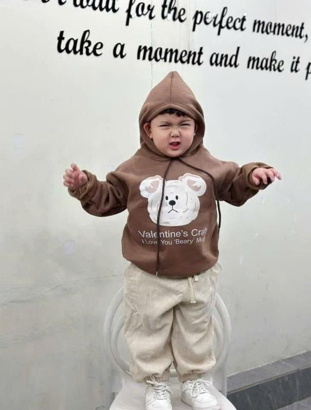 [MẸ THÓC]    Set bé trai, bé gái : set quần áo nỉ bông hoodie in hình gấu nâu dễ thương by KID CLOTHING