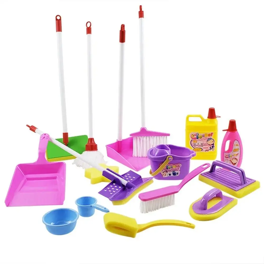 Boys Girls Simulation Children Cleaning Kit Broom Brush Role Playing Pretend Play Cleaner Tools Mopping Educational Housekeeping Playset Kids Gifts