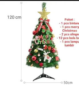 Pohon Natal Ukuran 120 Cm Lengkap  Aksesoris/ Pohon Natal 120 Cm Polos Hiasan Lampu