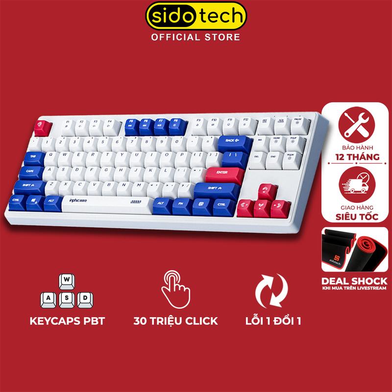 Bàn phím máy tính gaming SIDOTECH INPHIC INK9 gundam có dây 87 phím led rgb keycap nhựa PBT cao cấp chống ồn cho pc laptop macbook game văn phòng