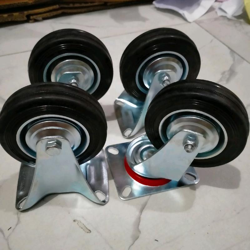 roda karet 4 inchi satu set 4pcs rem hidup mati - Shop | Tokopedia