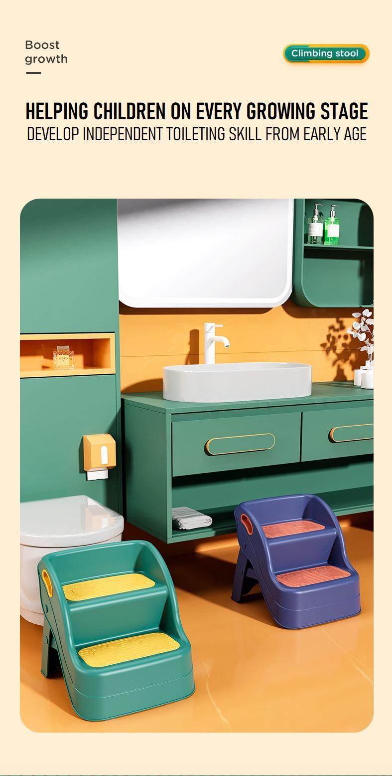 Product Introduction of Toddler Kid Children Step Stool Ladder Toilet Bathroom Foldable  2 Tier Step Board Potty Training 52