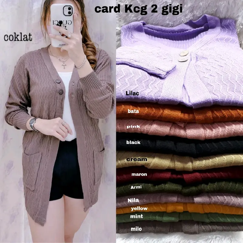 outer Rajut cardy Candy Kancing 0