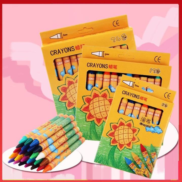 Bút Sáp Màu Cho Bé Tô Vẽ 8,12,24 Màu Không Độc Hại Bẩn Tay Rất Dễ Thương Và Tiện Dụng