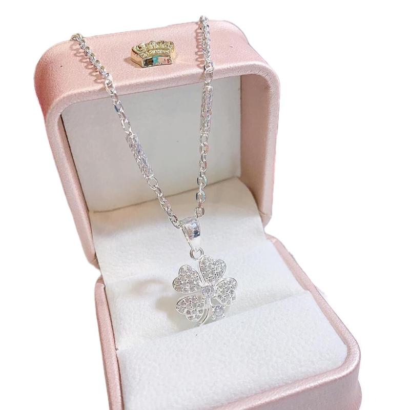  Dây chuyền cỏ 4 lá  dây xoắn kép dài 45cm LTJ 468 Women Hoa Voi Trang Sức Móc Khoá 