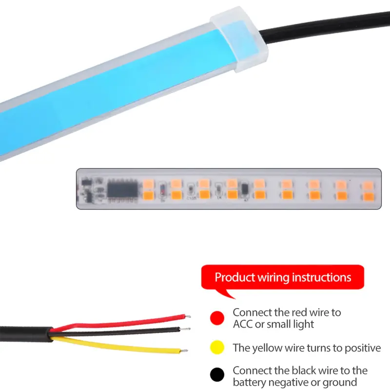 SEPASANG Lampu DRL Flexible 60cm Alis dengan Sign Running DC 12V Premium 2