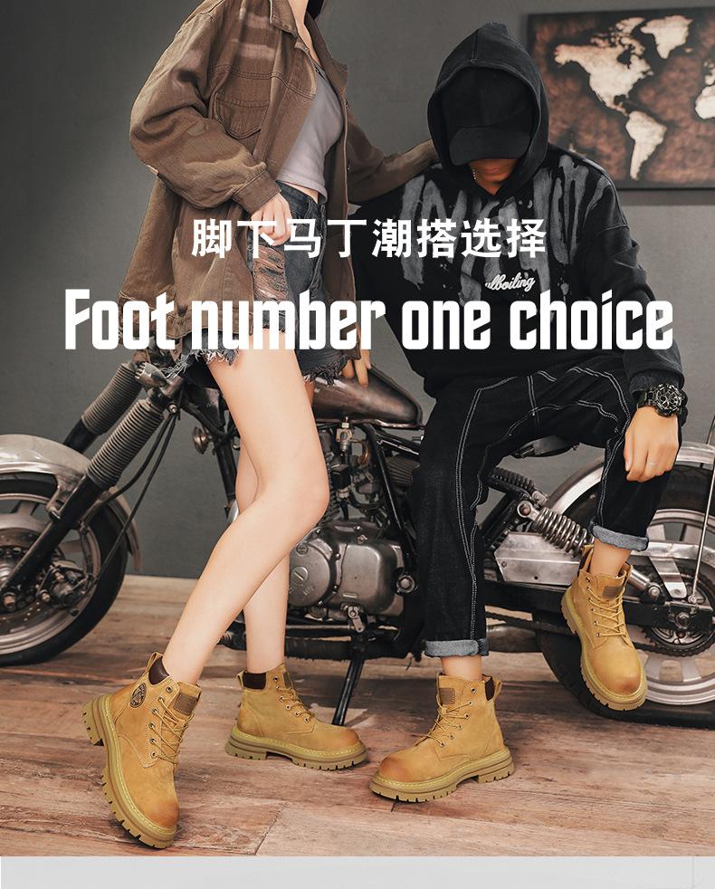 Product Introduction of Worker Boots Genuine Leather Retro Martin Boots for Women British Style High-Top Trendy Worker Boot Fashion All-Matching Girl Walking Shoes Shoes Footwear Comfort Fasciitis Decor Onyx sport  shoes  men tennis  shoes 1