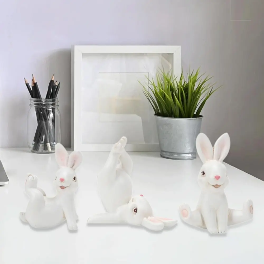 3 Pieces Garden Rabbit Miniature Figurines Bunny Statues for Yard Lawn Patio