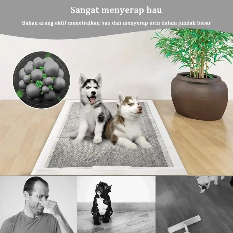 AimayaPet 100PCS Pad Pipis Kucing Anjing Popok Sekali /Disposable Pet Diaper Deodorant Pet Toilet Portable Underpad /Bamboo Charcoal Absorbent Carbon Fiber 5