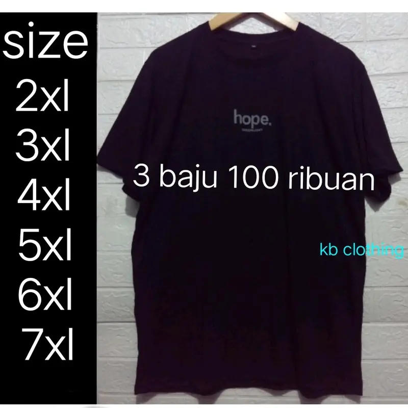 kaos distro jumbo 2xl 3xl 4xl 5xl 6xl 7xl ~ kaos pria size jumbo ~ paket 3 pcs warna dan motif random Baju Oversize Simple Dewasa 0