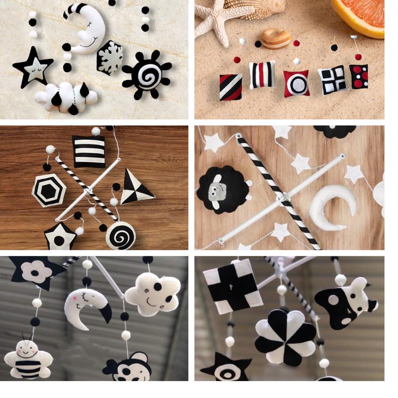 Đồ chơi treo nôi - cũi đen - trắng - đỏ kích thích thị giác cho bé sơ sinh từ  0 - 3mth