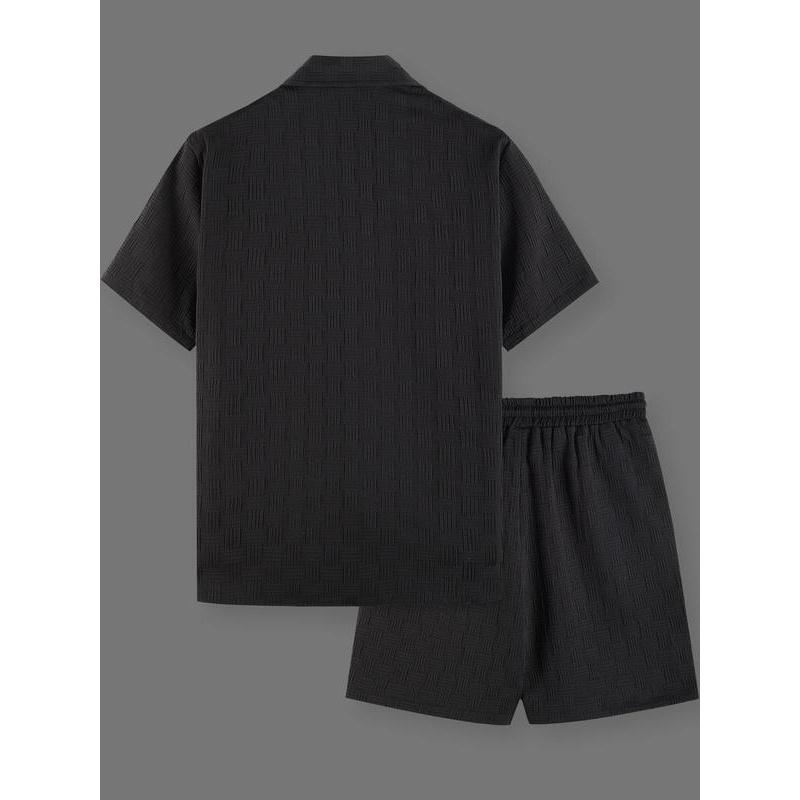 Men's Regular Fit Short Sleeve Pajama Two-piece Set, Casual Comfy Button Up Top & Shorts Pj Set, Men's Summer Sleepwear, Sleeping Clothes 6