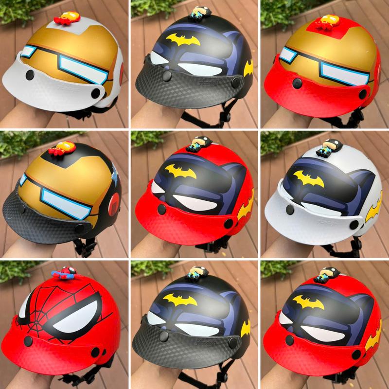 Tặng tai mèo - Mũ bảo hiểm trẻ em cho bé 3 đến 9 tuổi họa tiết Marvel có tem kiểm định đạt chuẩn