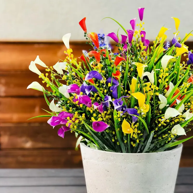 UV Resistant Artificial Calla Lily Flower, 10pcs/set Faux Flower Arrangement, Artificial Bouquet, Decorative Flower Design for Home Party Festival, Tropical Fake Plants, Silk Faux Flowers, Multicolor 4