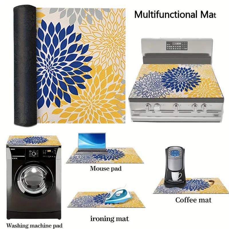 Floral Pattern Heat Resistant Oven Liner, Non Slip & Waterproof Oven Mat, Dustproof Oven Pad for Home Kitchen, Kitchen Accessories 4