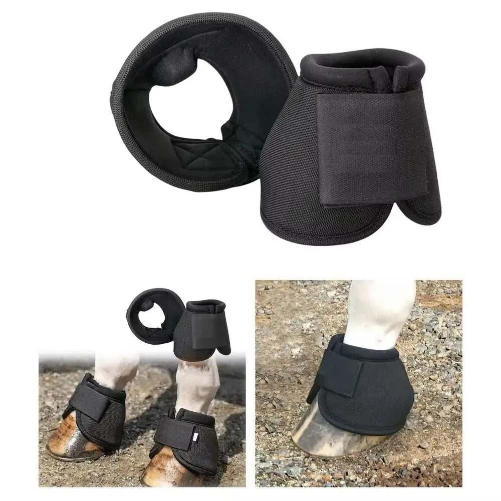 1 Pair Heavy Duty Protection Oxford Cloth Horse Bell Boots Tear Resistant Easy To Operate Hoof Wrists Protector Comfort Durable Horse Foot Covers Sports
