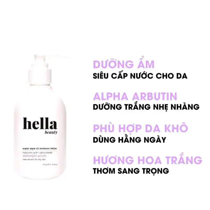 Kem body siêu dưỡng ẩm x2 Midnight petals  Hella Beauty 200g phiên bản nâng cấp