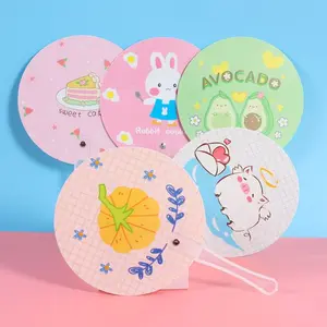 TS Kipas Tangan Bulat Motif KARTUN / BUAH Kipas Karakter Lucu Souvenir Plastik