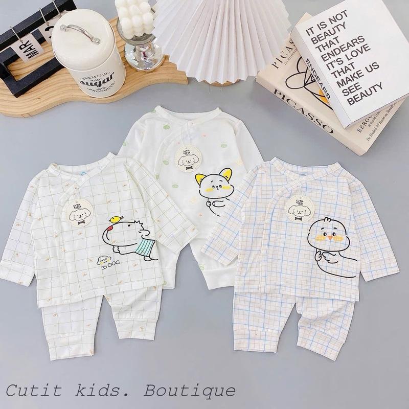 Bộ quần áo dài tay Be Unchi petit mềm mại mịn màng , co dãn cho bé mặc sơ sinh…