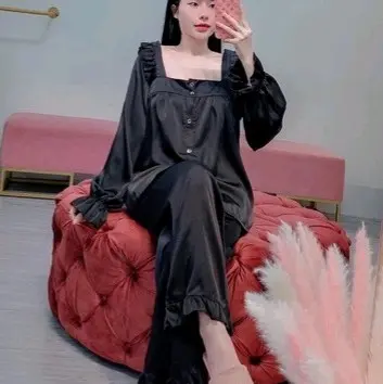 ĐỒ BỘ BÈO TIỂU THƯ MÀU ĐEN SIÊU HOT Áo Nhung Women Nữ