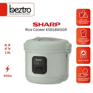 Sharp KSB18MGGR - Rice Cooker 1.8L Cook 400W, warm 77W, Green Pastel