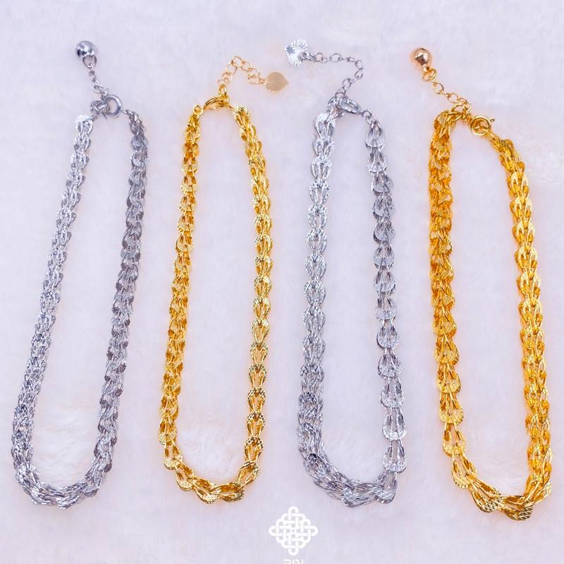 Lắc chân titan kiểu dáng phụng không gỉ màu vàng hoặc trắng, Vòng đeo chân titan bền màu, trangsucmoiluatuoi.RIN