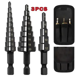 Mata Bor Pagoda Untuk Baja 3 Pcs Spiral HSS Steel Titanium Coated mata bor Pagoda besi kerucut Cone drill hole saw