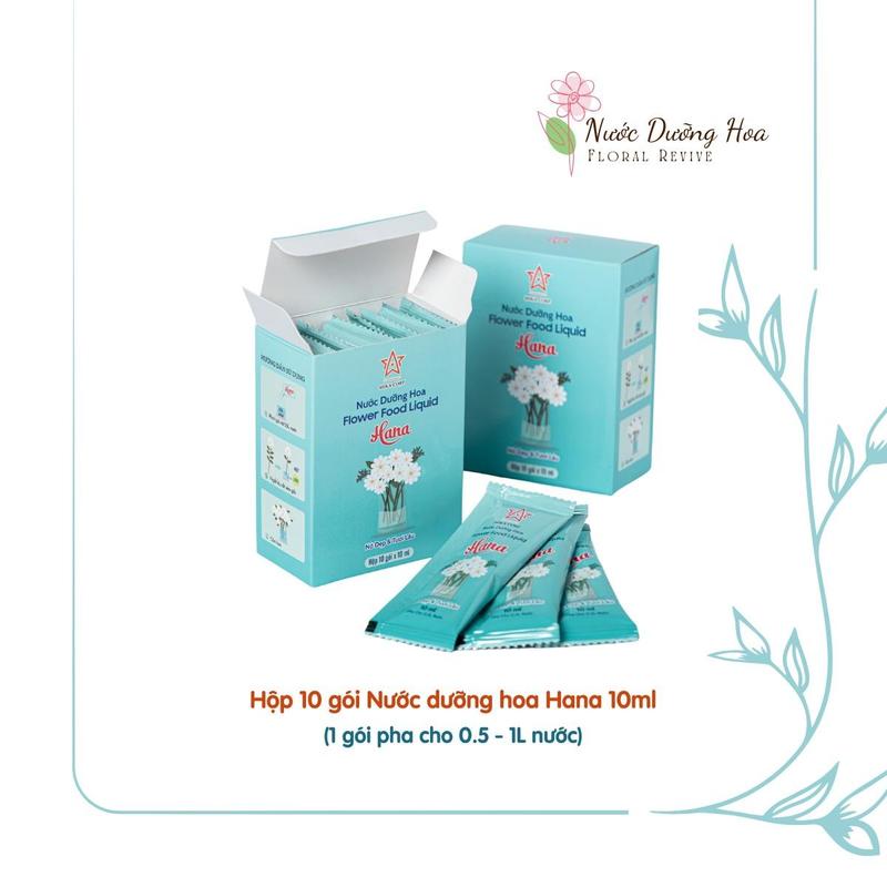 Hộp 10 gói Nước dưỡng hoa tươi lâu Hana 10ml - dưỡng hoa lâu tàn giữ không thúi nước hoa nở đẹp tươi suốt 15 ngày