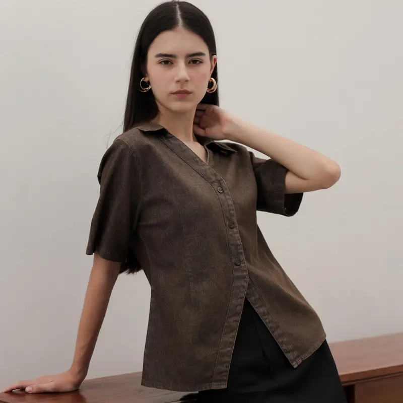 [Tutuloph] Jane Top | Atasan Denim Lengan Panjang Top Long Sleeve | Denim Top Jeans - Denim Collection | Atasan Kemeja Kancing Denim All size Normal Big size Premium 2
