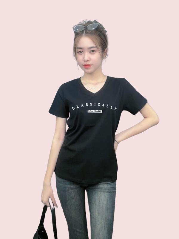 A045 - Áo Thun Thái Nữ Cổ Tim Co Giãn Tôn Dáng, Mịn Mát, Thấm Hút Mồ Hôi, Phối Hình Nổi Top Women 6
