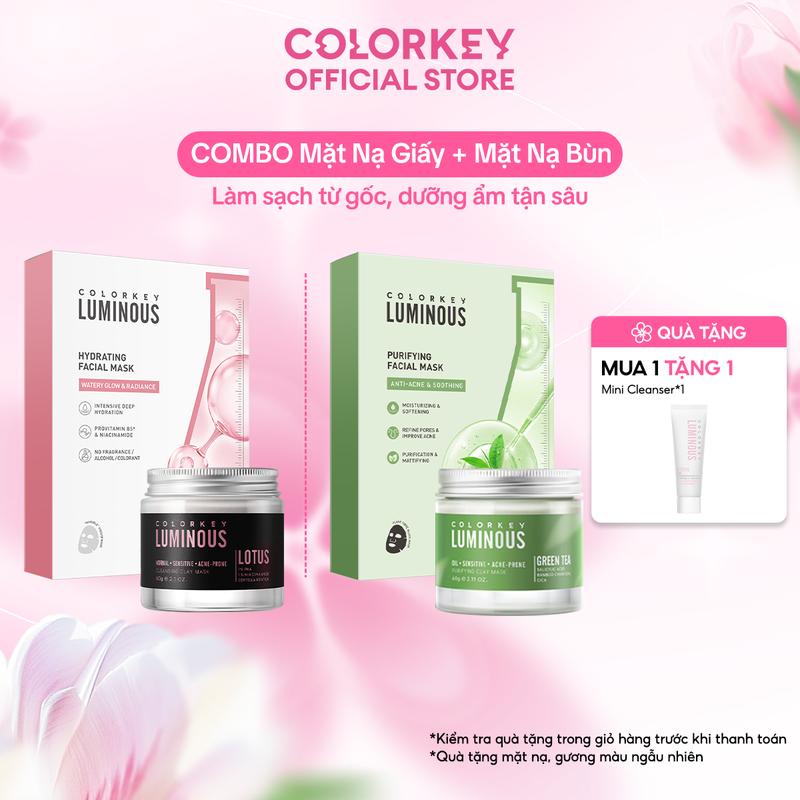 [Exclusive Livestream] COMBO 2 MÓN 1 Hộp Mặt Nạ B5 10 Miếng/1 hộp + 1 Hộp Mặt Nạ Bùn 60g COLORKEY LUMINOUS Hỗ Trợ Làm Sạch & Dưỡng Ẩm
