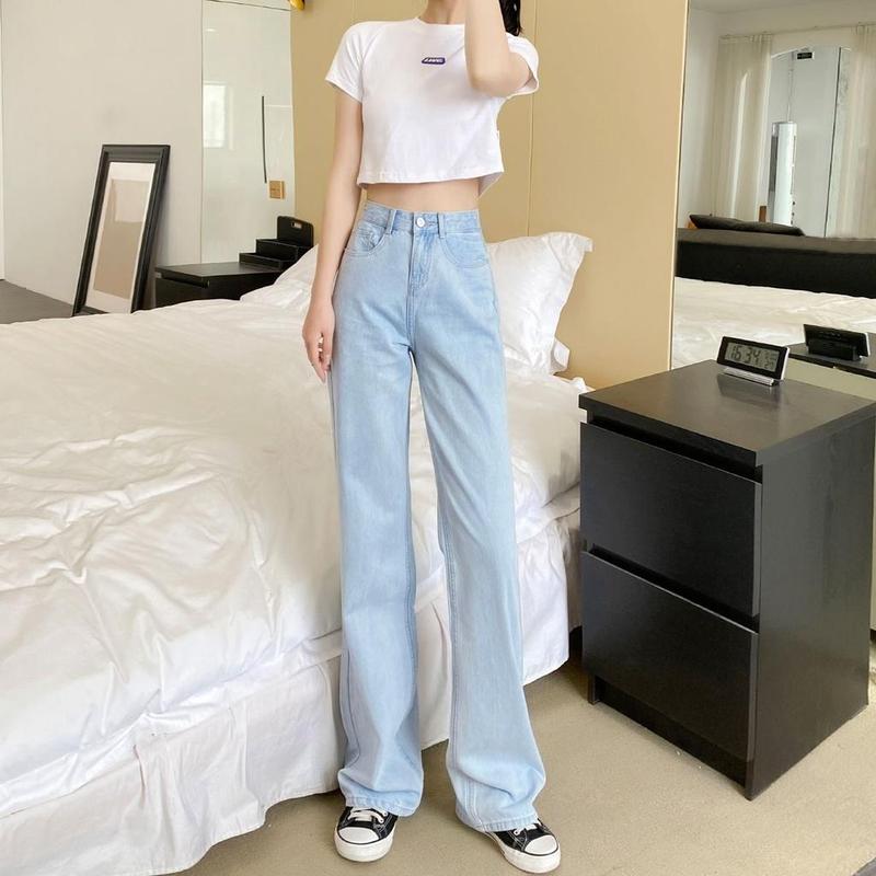 #1 Celana jeans wanita Kulot Jeans Wanita jeans high waist Kulot Loose Lipat Panjang 3