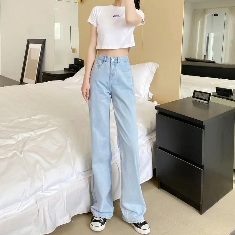 #1 Celana jeans wanita Kulot Jeans Wanita jeans high waist Kulot Loose Lipat Panjang 3