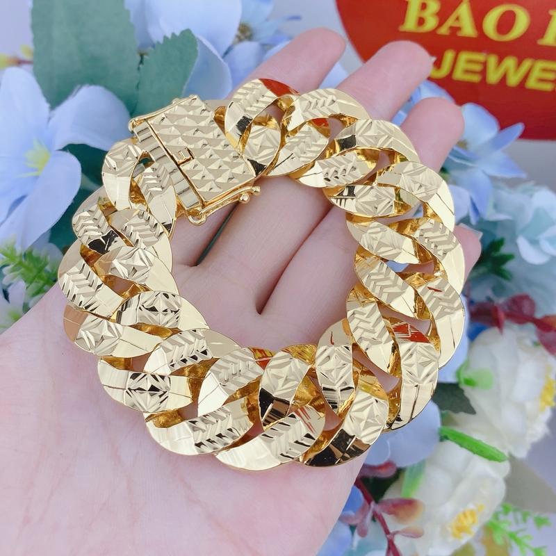 Lắc tay nam 8D khoá hộp có ký hiệu bền đẹp - Trang sức bảo long