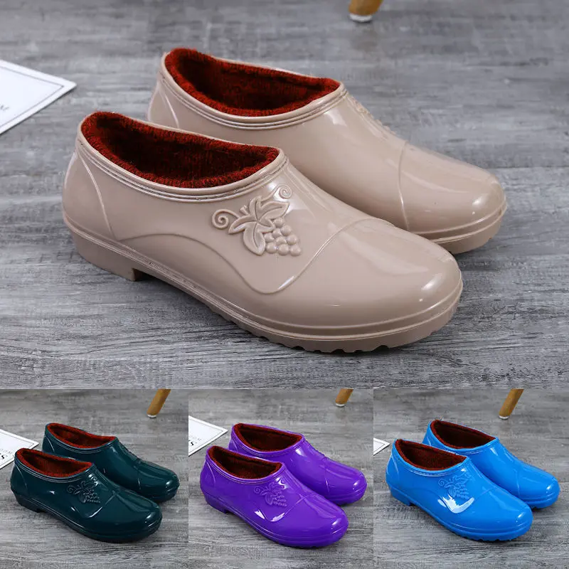 Ủng Đi Mưa, Cổ Thấp, Không Thấm Nước, Cắt Thấp, Giày Cao Su Ngưu Mao, Thích Hợp Cho Nhà Bếp, Chống Trượt, Bọc Giày Cổ Thấp, Giày Đi Mưa, Dành Cho Nữ Và Người Lớn 3