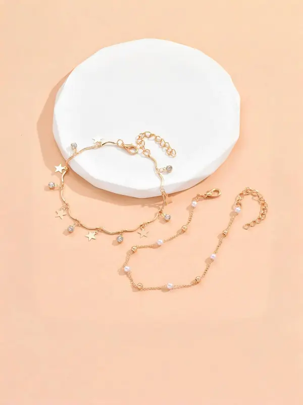 Summer 2024 Elegant Star & Beaded Anklets, Trendy All-match & Exquisite Jewelry for Beach Party & Vacation, Casual Anklet for Party, Daily Clothing Decor 8