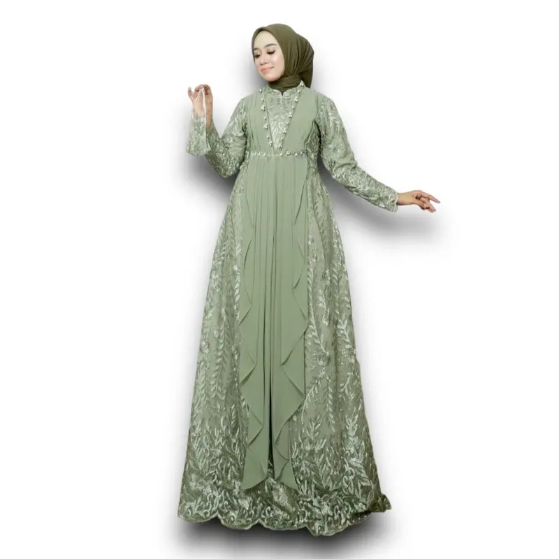 GAMIS MAXI BUSUI VIARA/ TANPA Masker/ KEBAYA BUSUI/ GAMIS PESTA/ GAMIS BUSUI MUSLIM Kombinasi Mutiara Panjang Tile 0