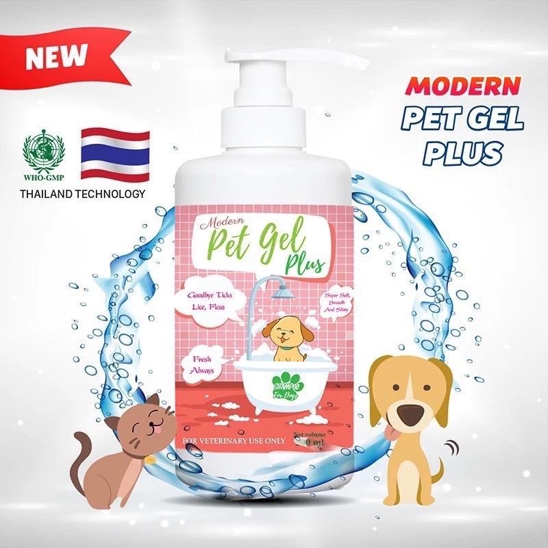  ￼  500ml   Sữa tắm nước hoa Mordern Pet Gel Plus - Diệt ve rận bọ chét cho chó mèo 