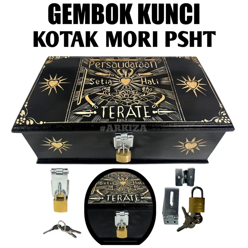 KOTAK MORI PSHT MURAH + GEMBOK KUNCI DARI KAYU JATI (FREE UKIR NAMA) TEMPAT PENYIMPANAN SABUK PENCAK SILAT 0